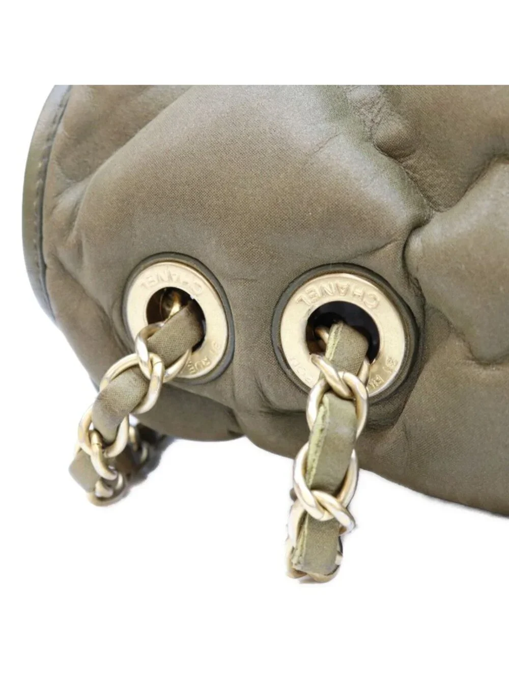 Chanel Khaki Bubble Quilt Calfskin Shoulder Bag